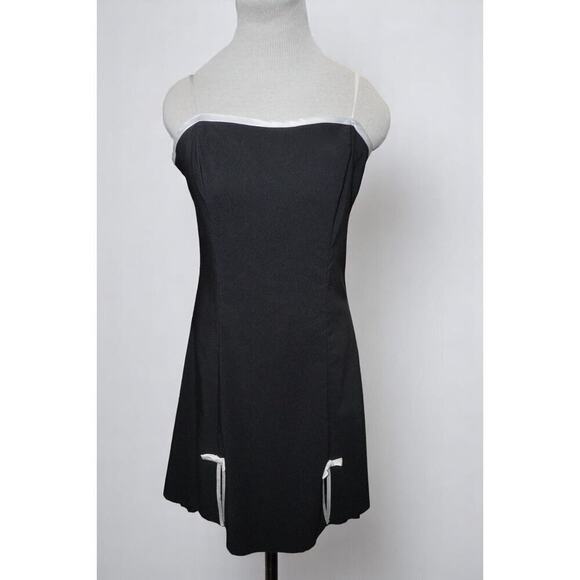 BCX Black & White Contrast Trim Mini Dress - Size 13 - Made in USA - Picture 1 of 9